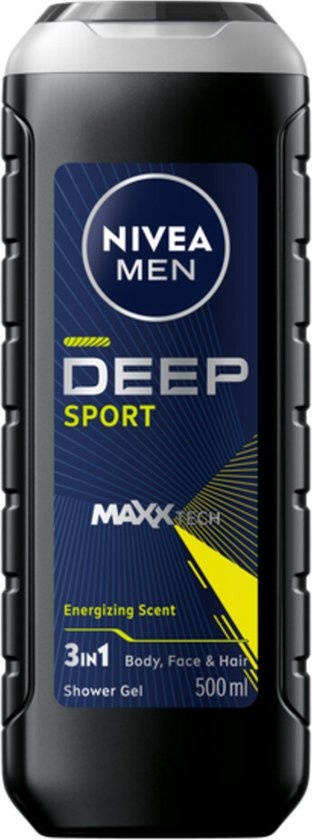 NIVEA Men Douchegel Deep Sport Mannen - 3-in-1 Shower Gel - Langdurige Frisheid - 500 ml