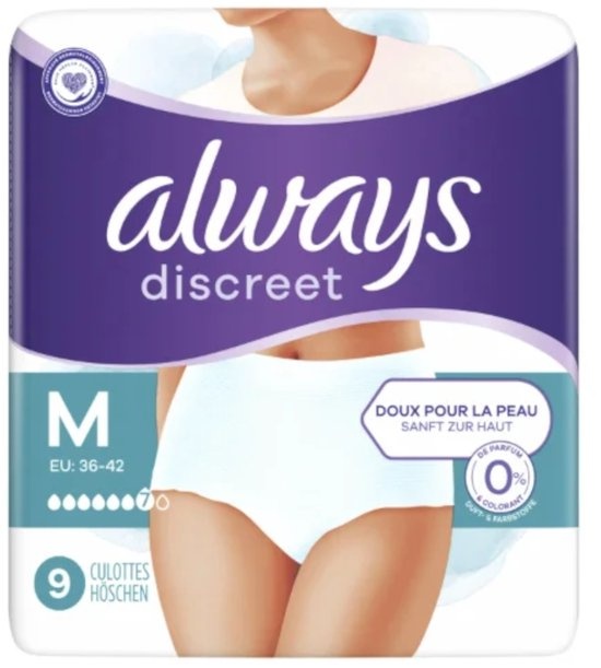 Always Discreet Pants - Plus M - 0% Geur- & Kleurstoffen - 9 Stuks - Broekjes