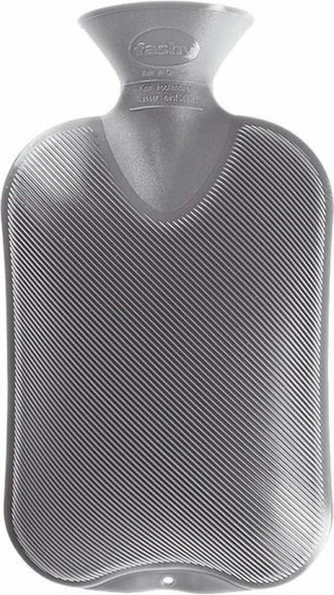 Fashy warm water kruik - dubbelzijdig geribbeld - grijs - 2 liter