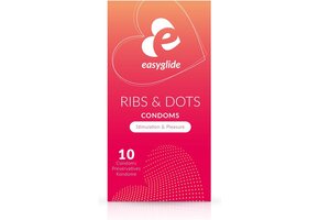 EasyGlide - Ribs and Dots Condooms - Condooms met Glijmiddel - 10 stuks