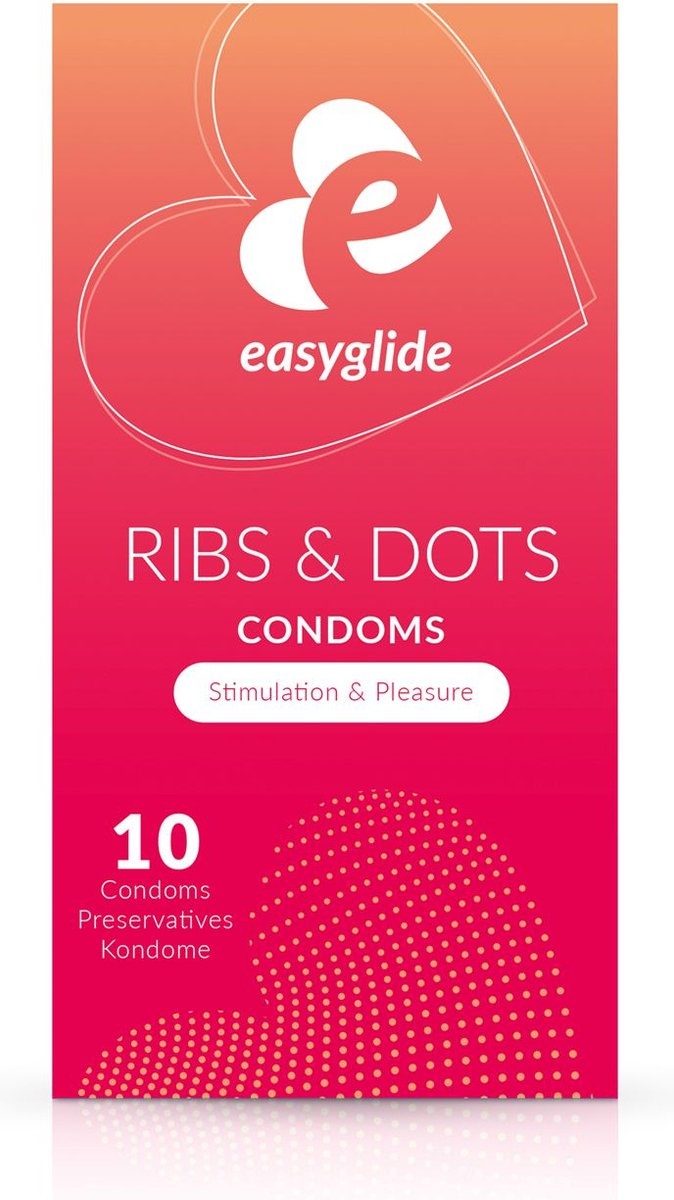 EasyGlide - Ribs and Dots Condooms - Condooms met Glijmiddel - 10 stuks