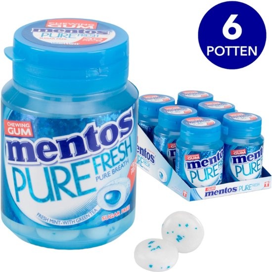 Mentos Gum | Pure Fresh | Fresh Mint 30 | 6 stuks | 6 x 60 gram (30 stuks)