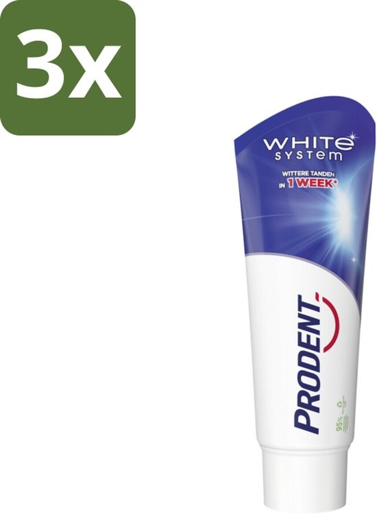 3 x Prodent – Tandpasta – White System – Natuurlijk Witmakend – 75 ml