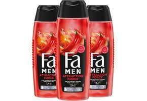 Fa Men Douchegel en Shampoo Attraction Force - 3 x 250 ml - Voordeelverpakking