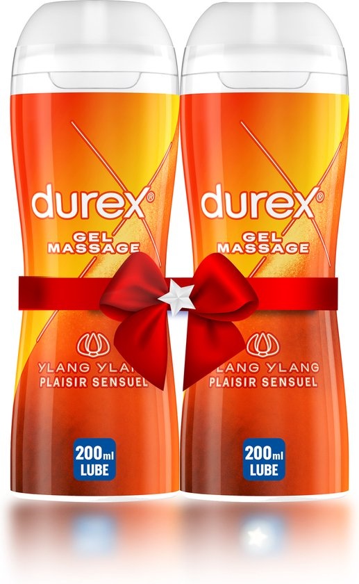 Durex - Massage Olie en Glijmiddel 2-in-1 Sensual met Ylang Ylang 200ml x2 - Waterbasis -