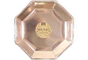 Ginger Ray 8 kartonnen achthoekige rosé gouden metallic borden