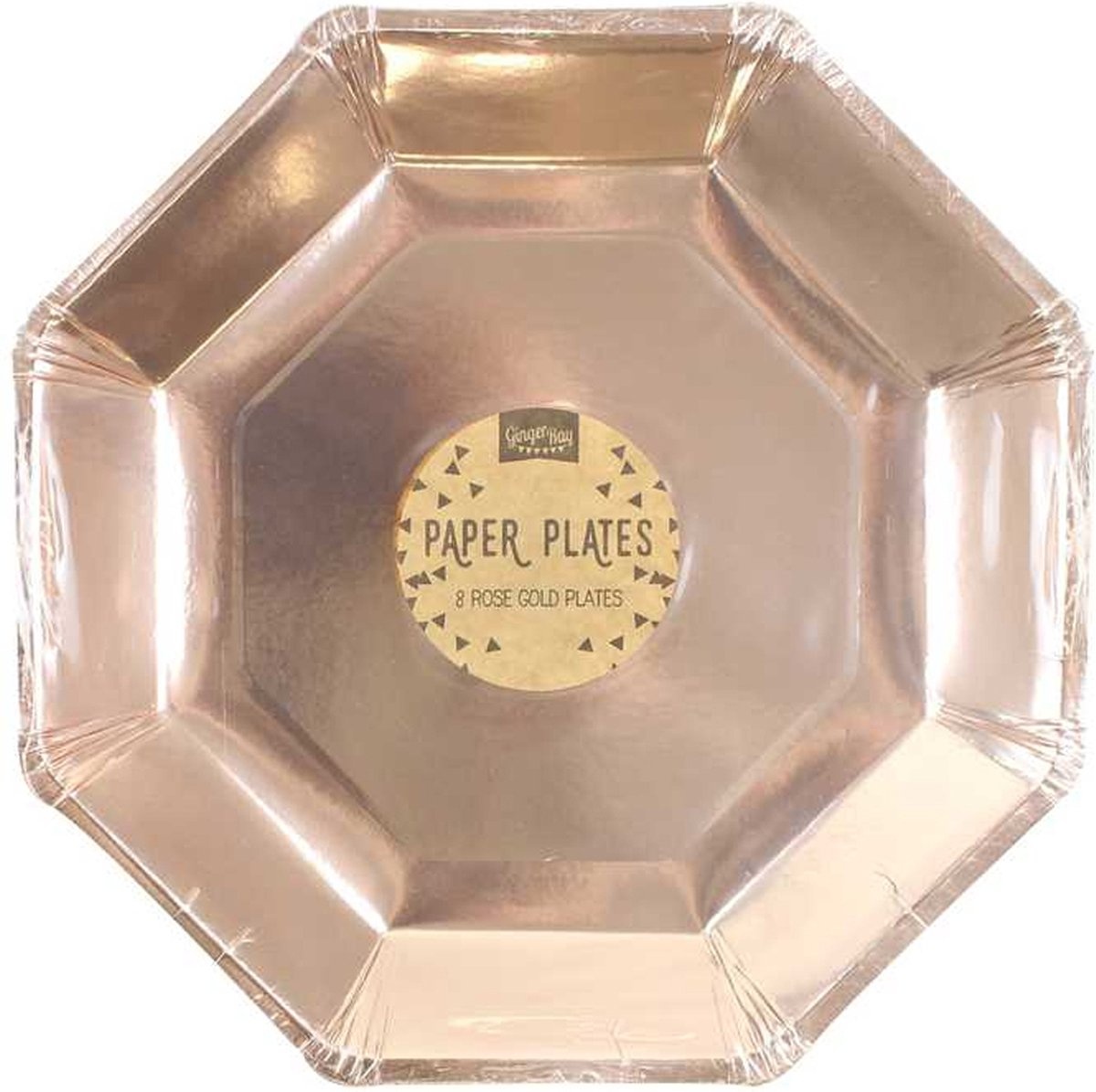 Ginger Ray 8 kartonnen achthoekige rosé gouden metallic borden