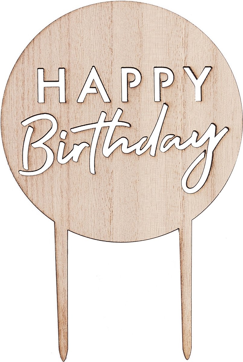 Ginger Ray - Ginger Ray - Houten Happy Birthday cake topper