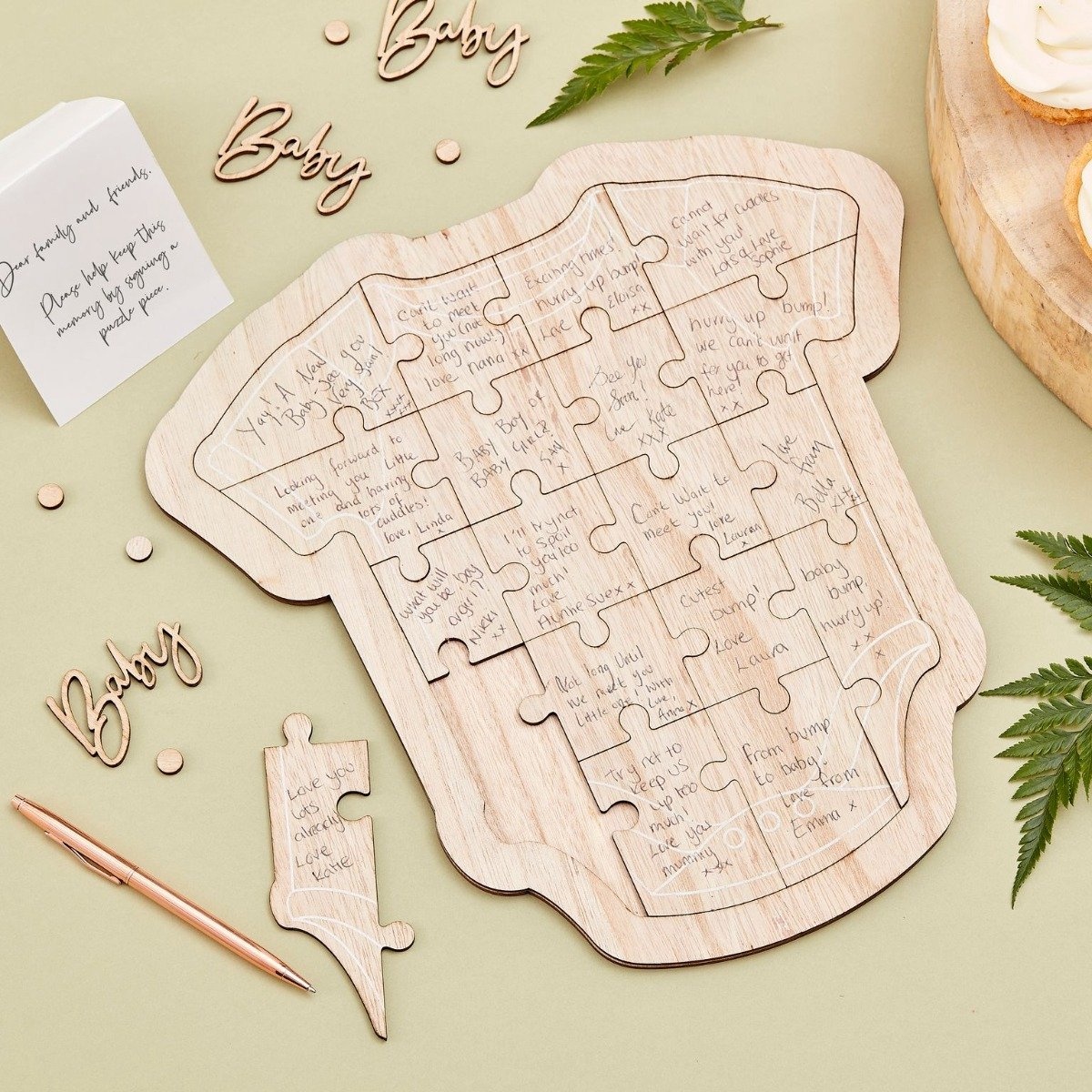 Ginger Ray Houten frame gastenboek Babygrow