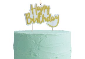 Ginger Ray Taart Kaars 'Happy Birthday' Goud Glitter