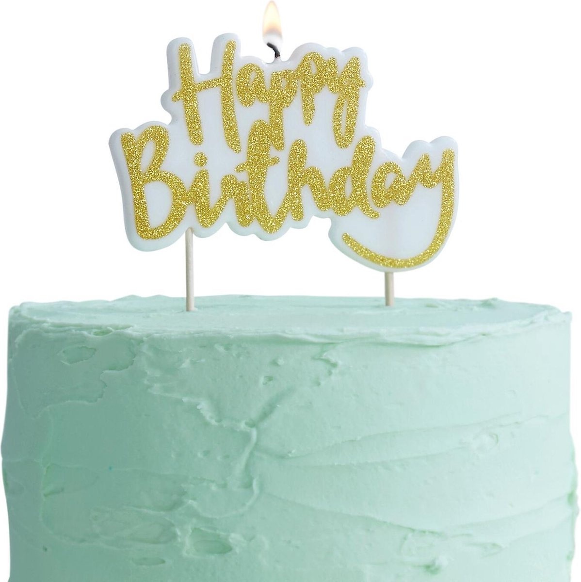 Ginger Ray Taart Kaars 'Happy Birthday' Goud Glitter