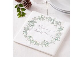 Ginger Ray - Kerst Traditioneel - Servetten Merry Christmas (16 stuks)