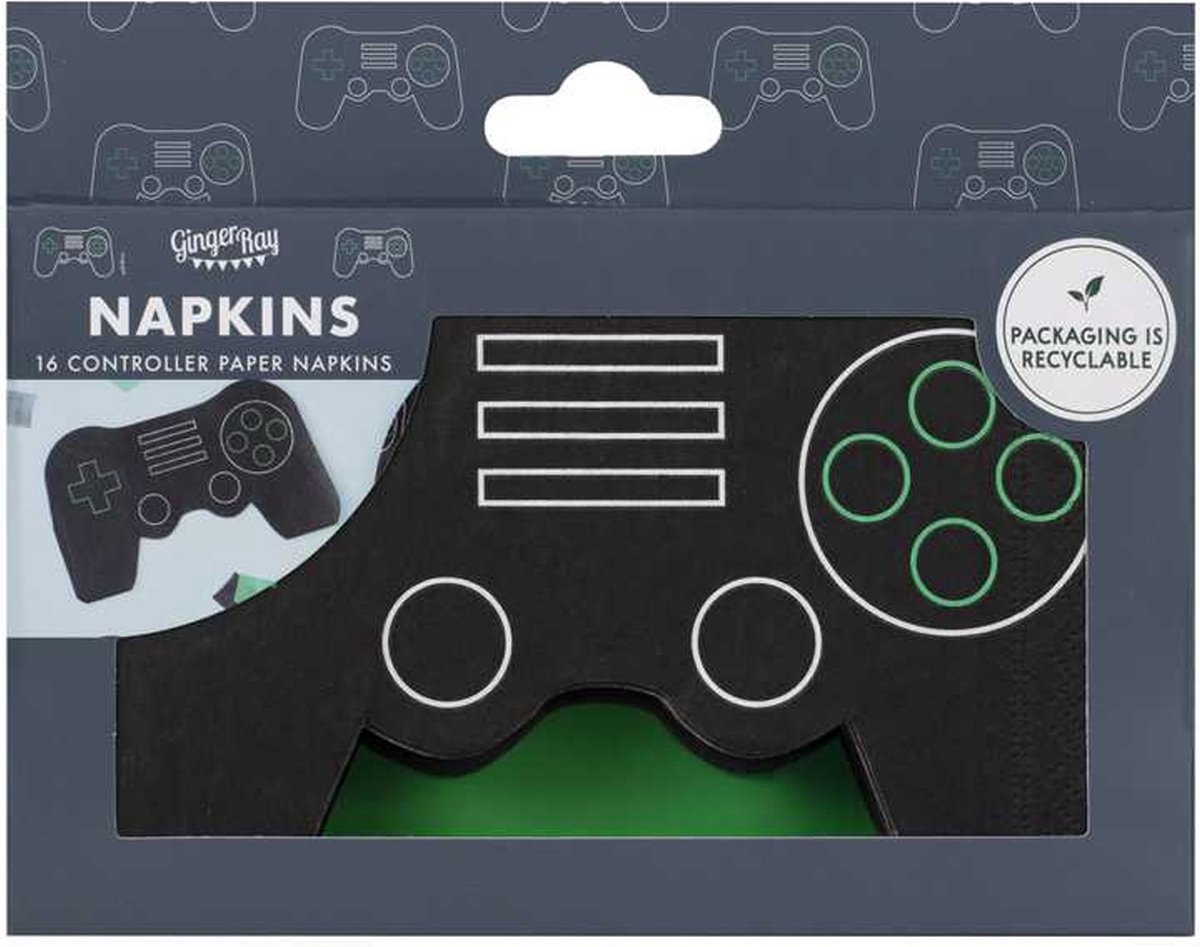 Ginger ray - Controller servetten - Feestdecoratie - GroenWitZwart - Papier