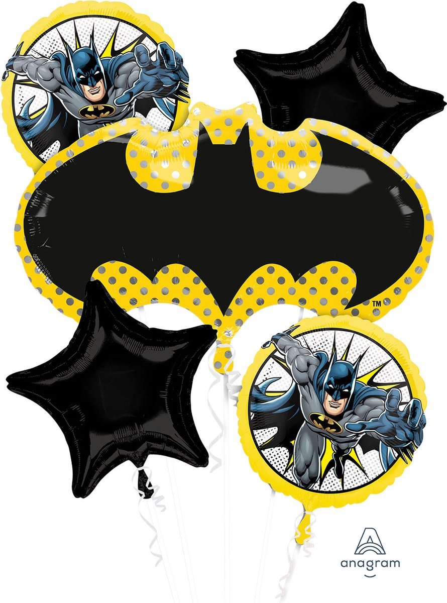 Amscan Folieballonnen Dc Comics Batman Junior Zwart/geel 5-delig