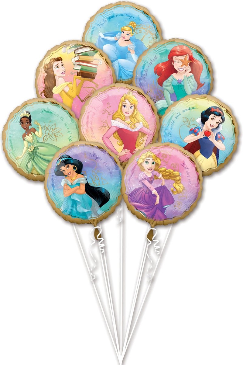 Amscan - Boeket van 8 Disney Princess folieballonnen
