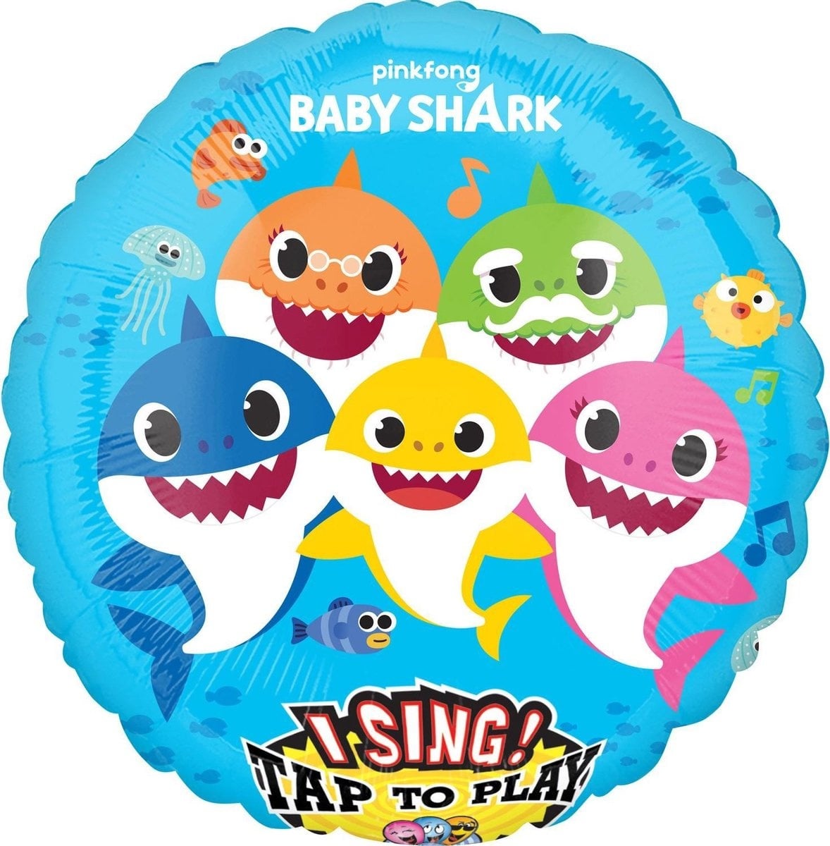 Pinkfong Folieballon Baby Shark 71 cm Lichtblauw - Ballon met geluid