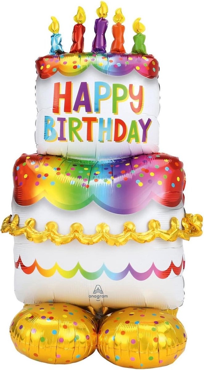 Amscan - Airloonz - Birthday cake folieballon (134cm)