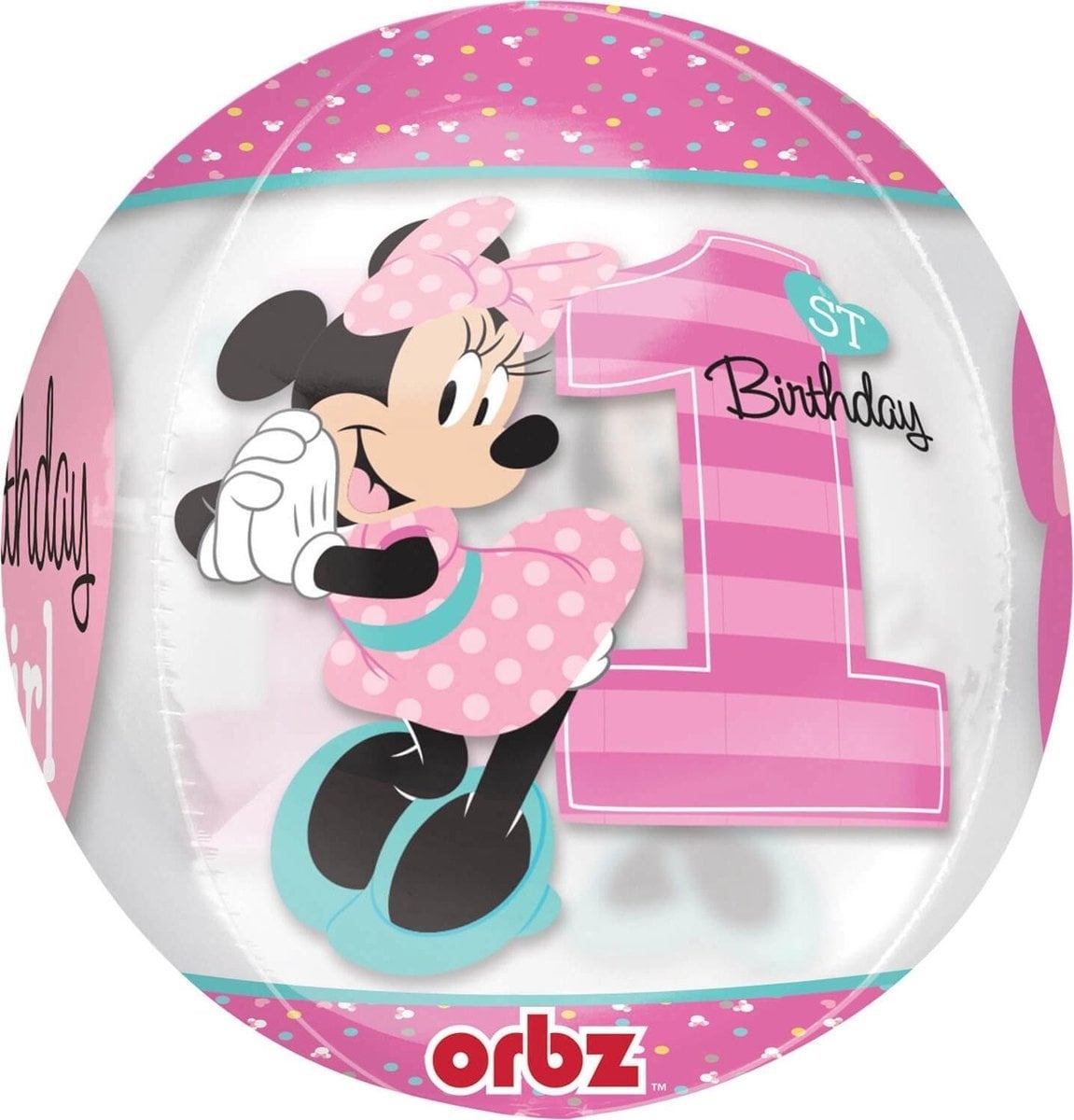 Amscan Minnie Mouse 1st birthday folieballon 38x40cm