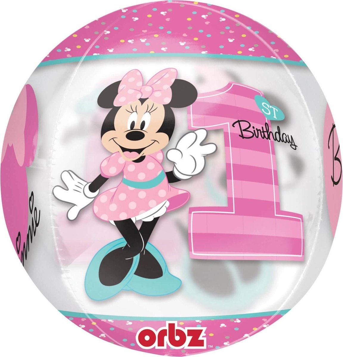 Amscan Minnie Mouse 1st birthday folieballon 38x40cm
