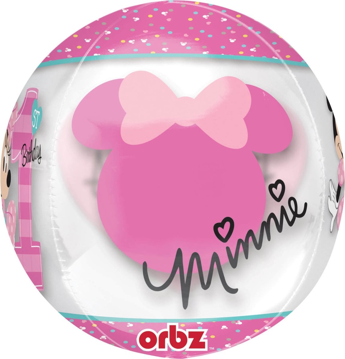 Amscan Minnie Mouse 1st birthday folieballon 38x40cm