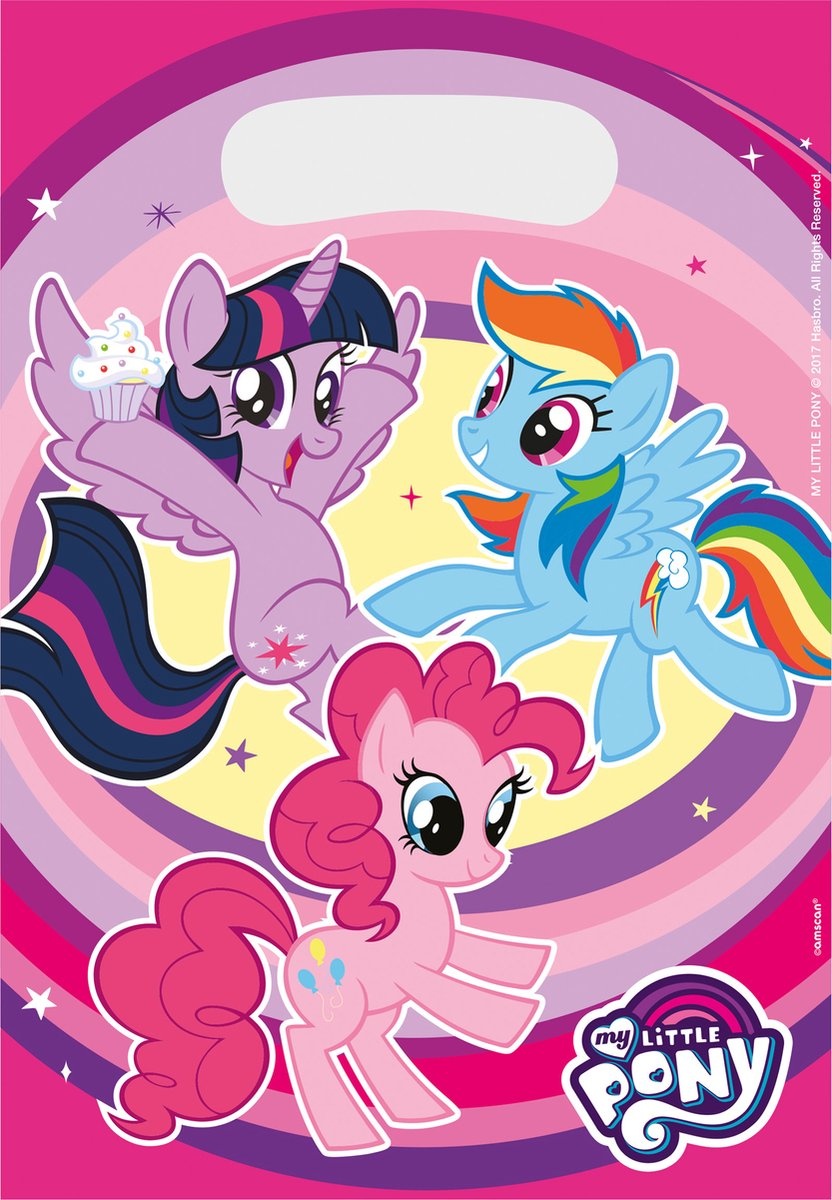 Feestzakjes My Little Pony - 8x st - 23 x 17 cm - plastic - uitdeelzakjes - kinderfeestje - kinderpartijtje - snoepzakjes - traktaties