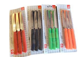 6 Delige messen set camping diverse kleuren assorti