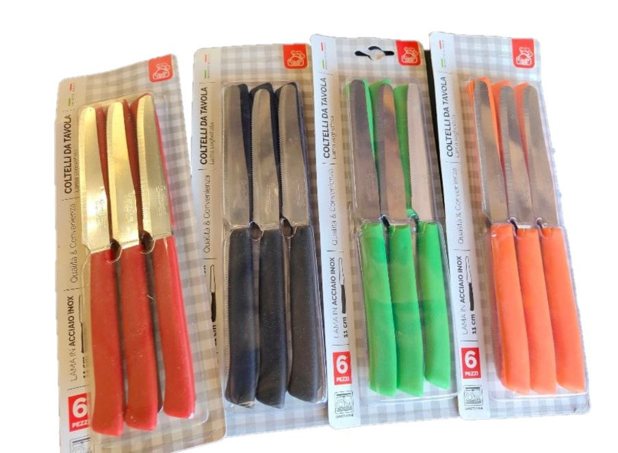 6 Delige messen set camping diverse kleuren assorti