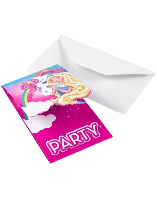 8 Barbie-Dreamtopia Uitnodigingskaarten
