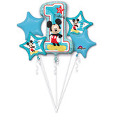 5 Ballonnen Mickey Mouse 1e verjaardag blauw