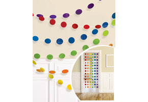 6 glitterslingers regenboog stippen 2,13m