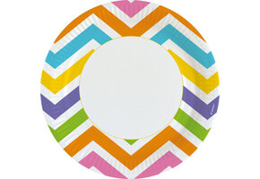 8 kleurrijke zigzag papieren borden 23cm
