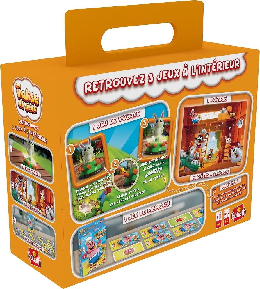 Valisette Multi Jeux 3-Chop Lapin Voyage is een reiskoffer met meerdere spellen.