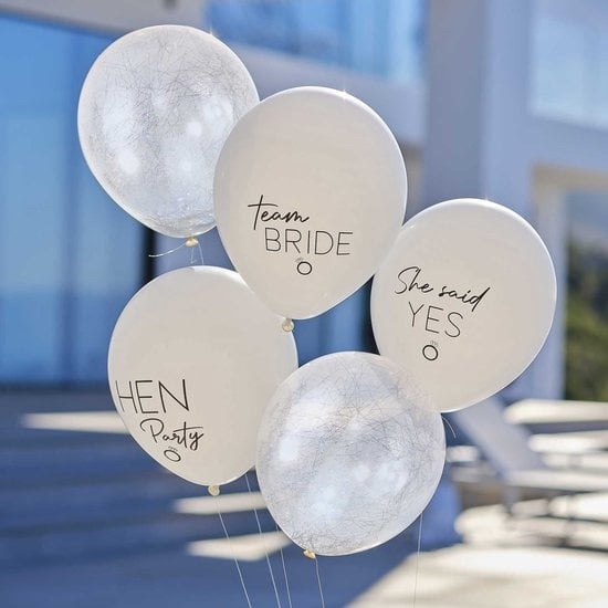 5 glanzende bruid vrijgezellenfeest ballonnen 30cm