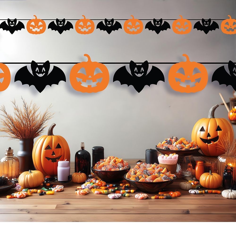 Guirlande Pompon Happy Halloween 3m