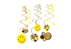Amscan 6 Deko-Spiralen Smiley Originals 60 cm