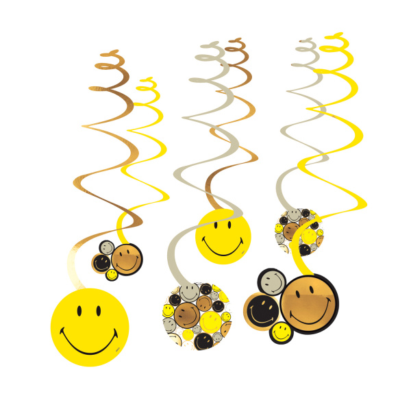 Amscan 6 Deko-Spiralen Smiley Originals 60 cm