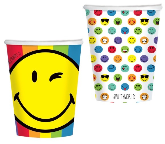 Golden Smile papieren bekers 250ml met smiley-prints