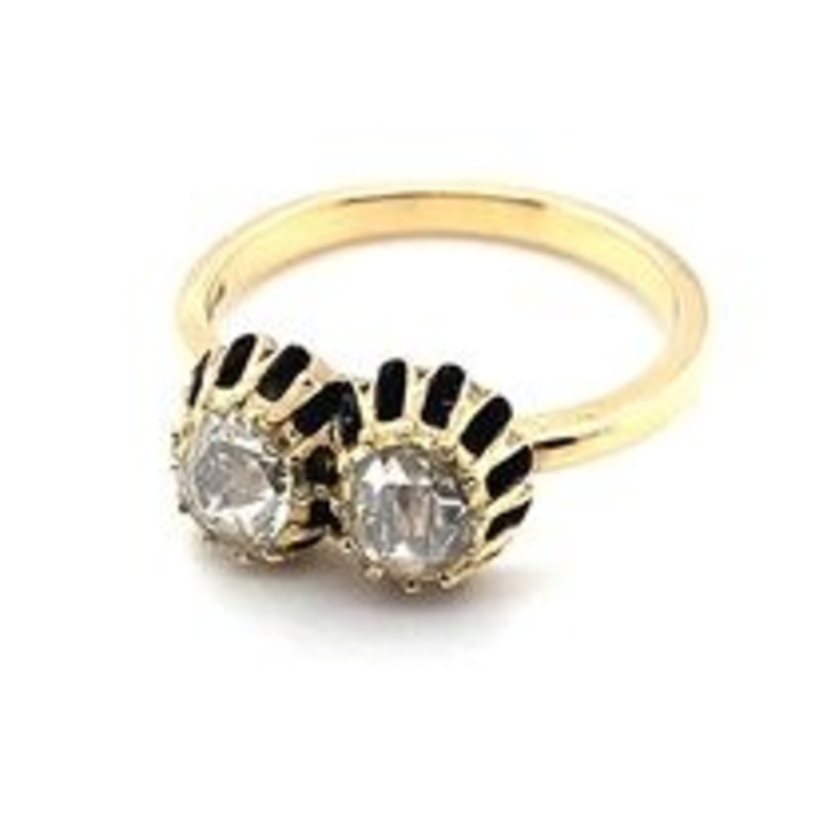 Vintage & Occasion  Occasion antieke gouden ring met dubbele  roos diamant