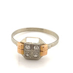 Vintage & Occasion  Occasion bicolor gouden facet ring met achtkant diamantjes
