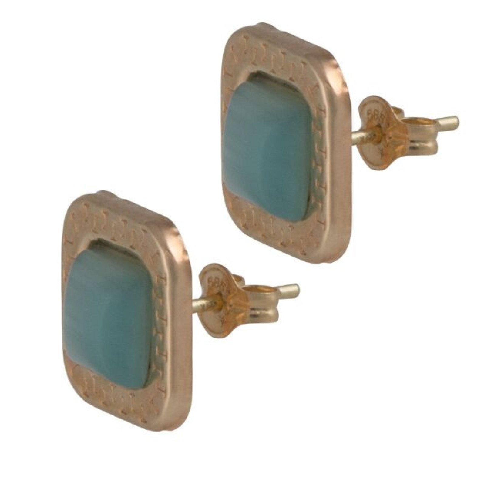 Vintage & Occasion  Cataleya Earrings Square Light Blue
