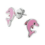 Cataleya jewels  Zilveren oorknoppen dolfijn roze
