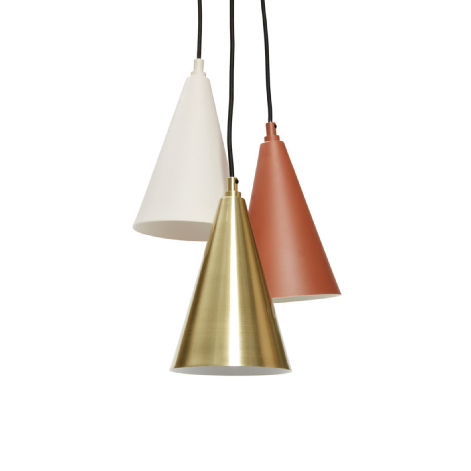Hübsch Hübsch hanglamp, set van drie, metaal, messing/wit/terra