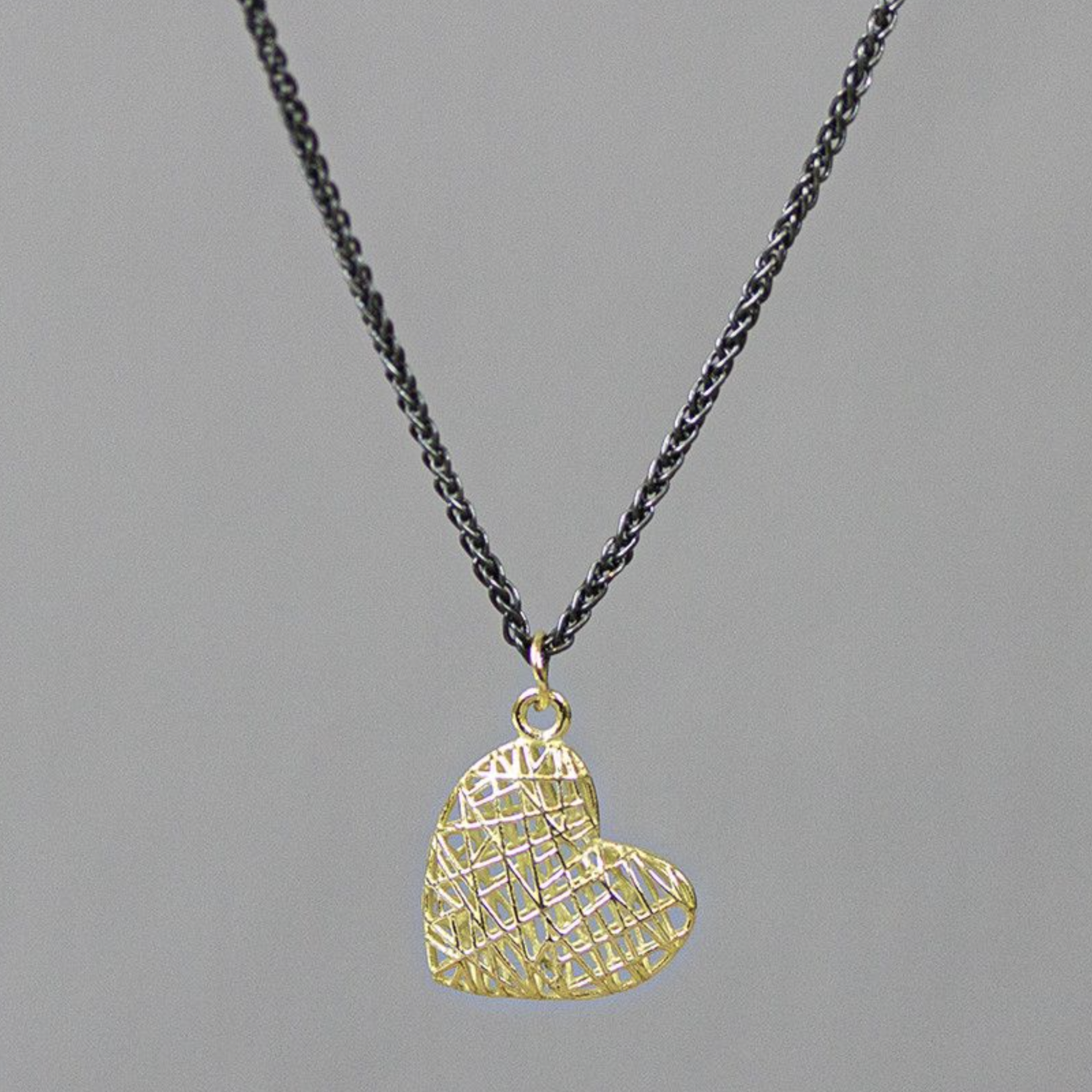 Jéh Jewels Jeh Jewels 14kt geelgoud hanger 3D hartje met collier zilver oxy 20415