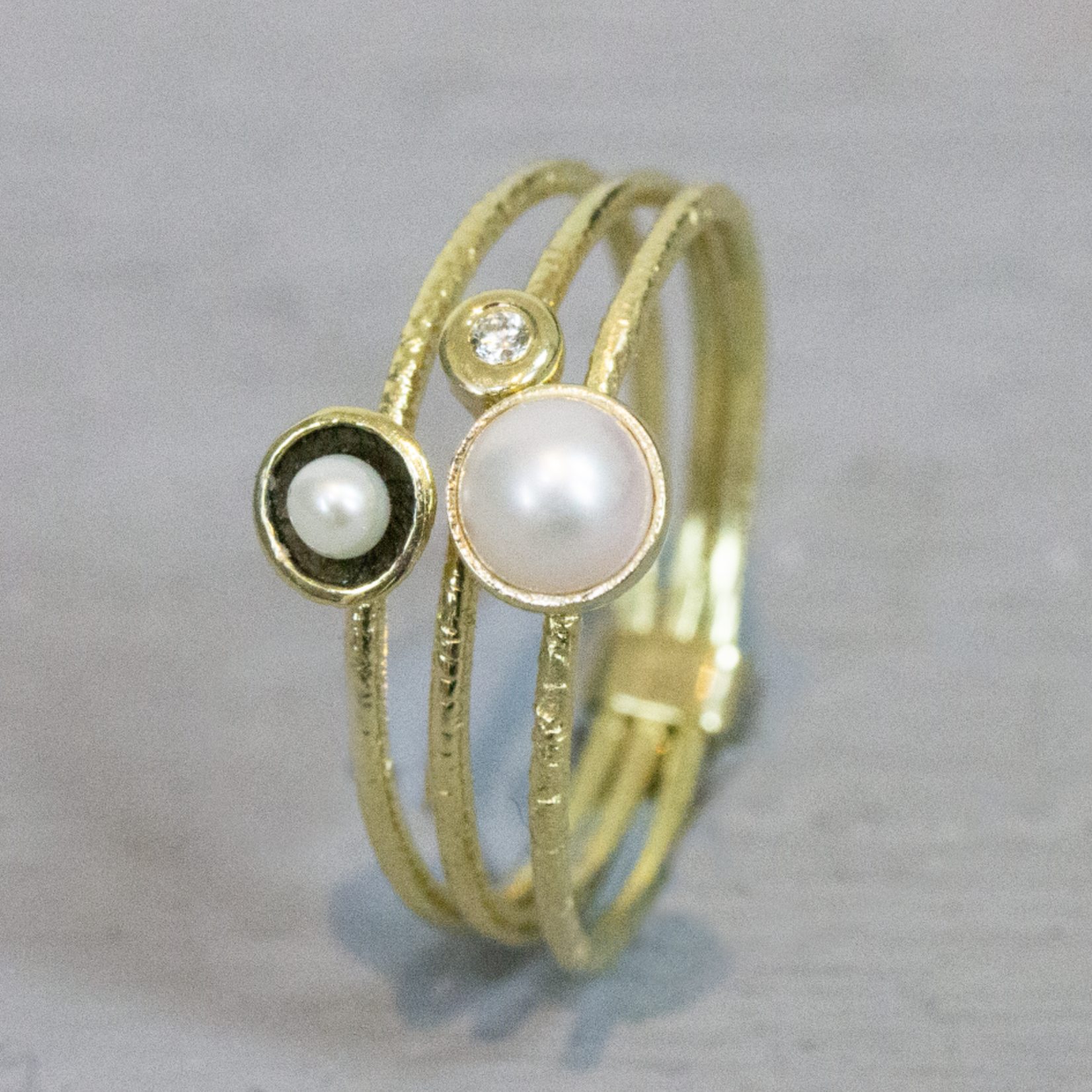 Jéh Jewels Jeh Jewels 14kt geelgoud ringenset met parels en diamantje 18402-52