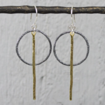 Jéh Jewels Jeh Jewels oorhangers zilver oxy met staafje verguld