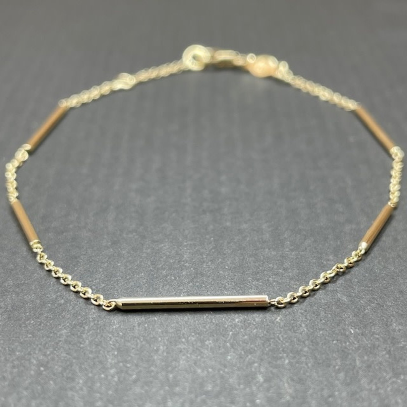 14kt geelgoud armband ankerschakel met staafjes