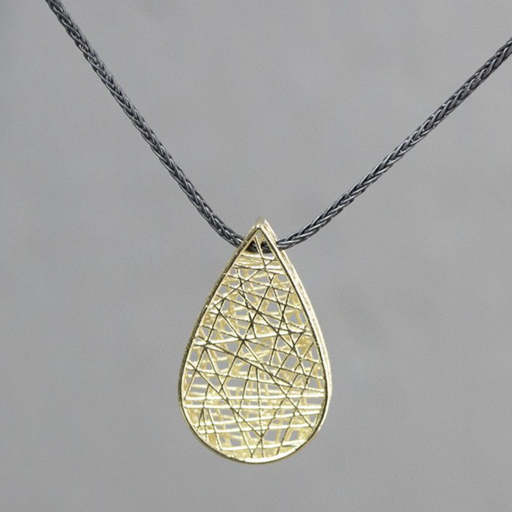 Jéh Jewels Jeh Jewels 14kt geelgoud hanger 3D druppel groot met collier zilver oxy 20271