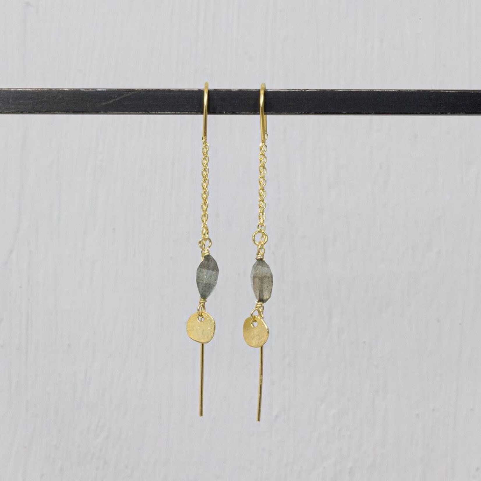 Jéh Jewels Jeh Jewels doortrek oorhangers zilver verguld Labradoriet 20861