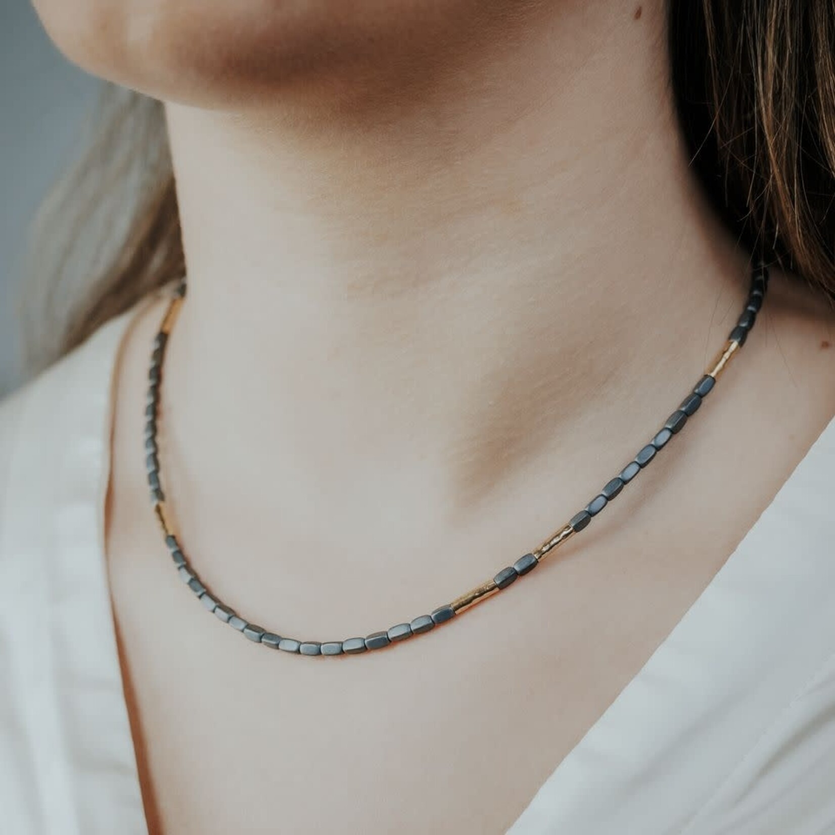 Jéh Jewels Jeh Jewels collier hematiet en goldfilled 21060