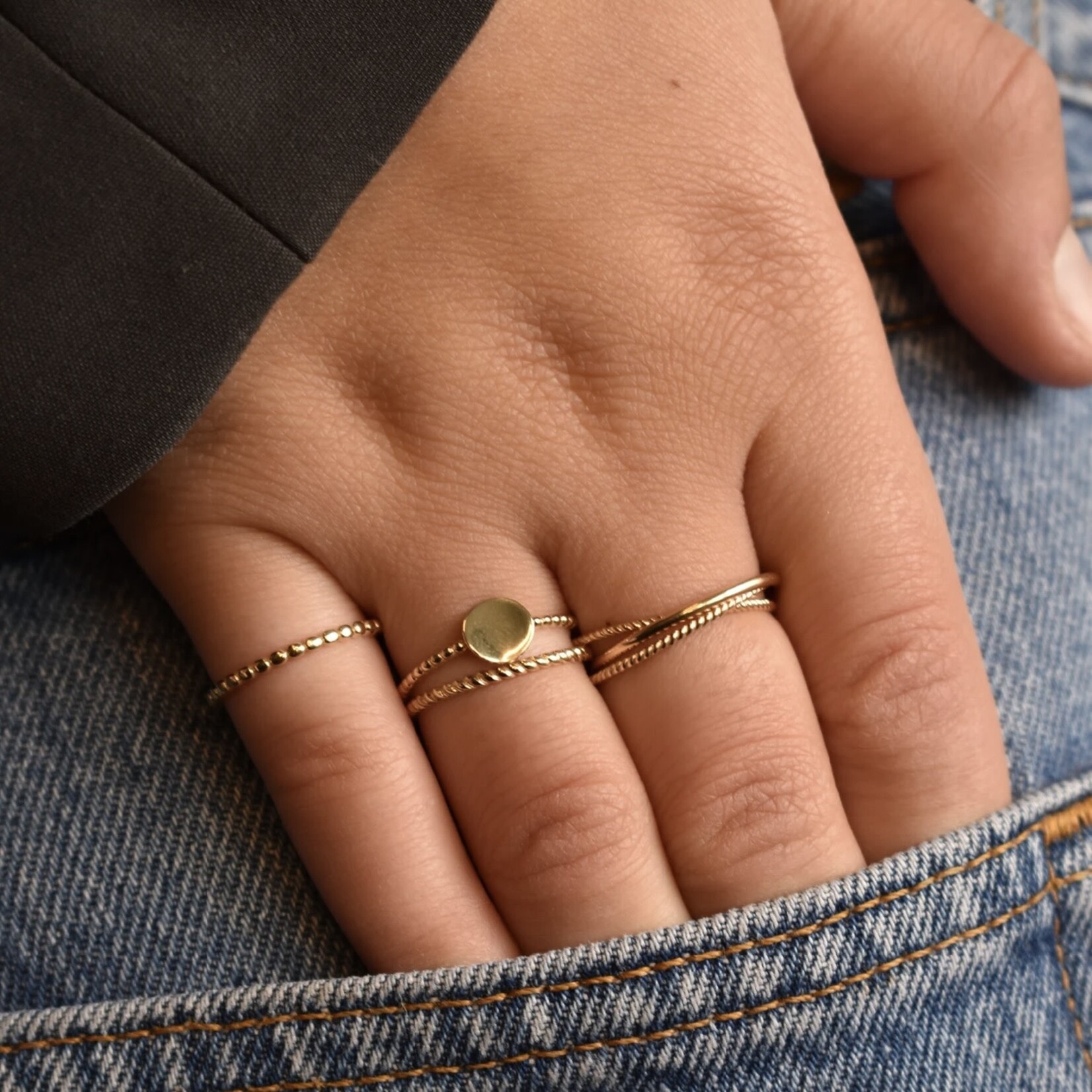 Jackie Gold Jackie Gold Majorelle Trinity Ring 14 karaat goud